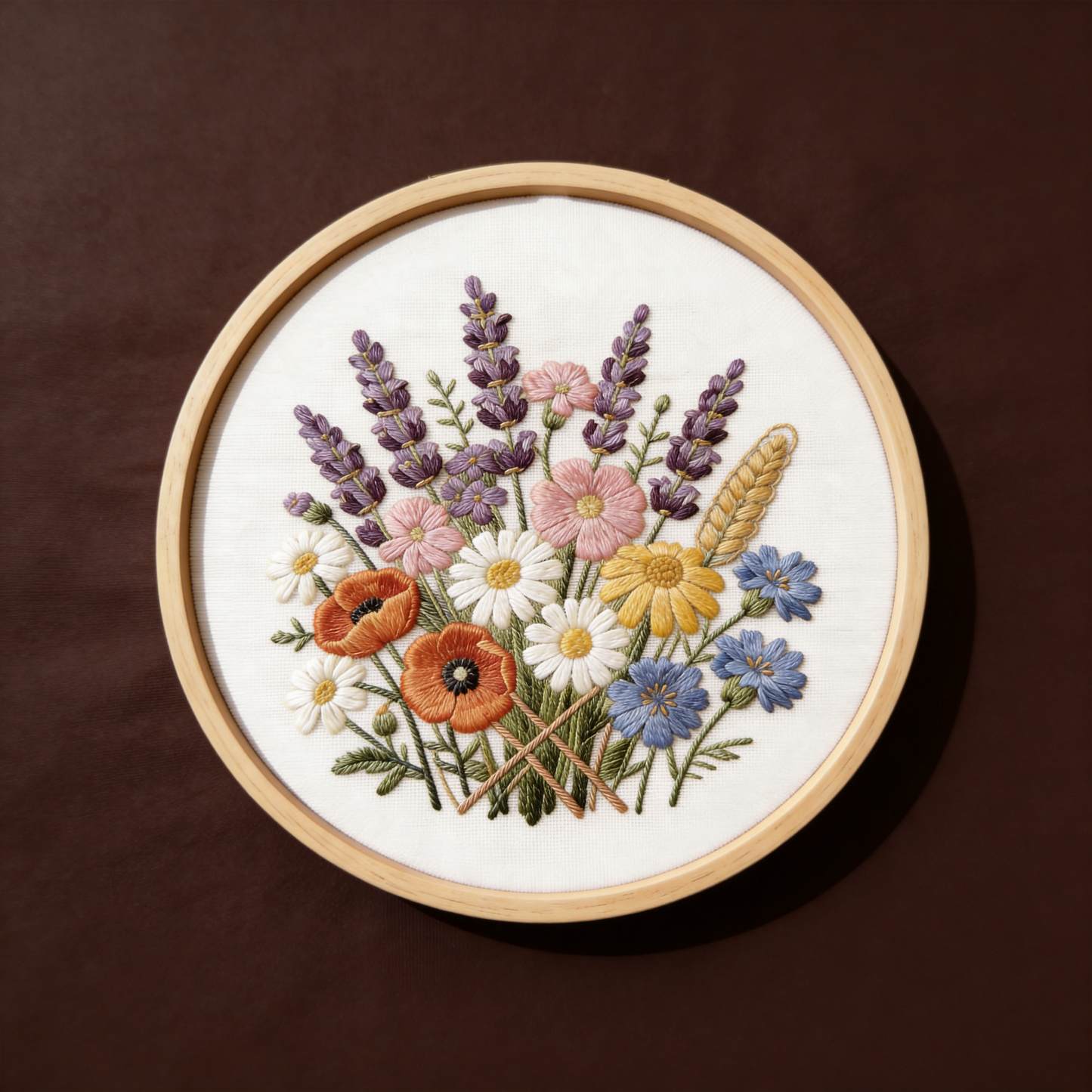 Wildflower Garden Embroidery Hoop - Hand-Stitched Botanical Art