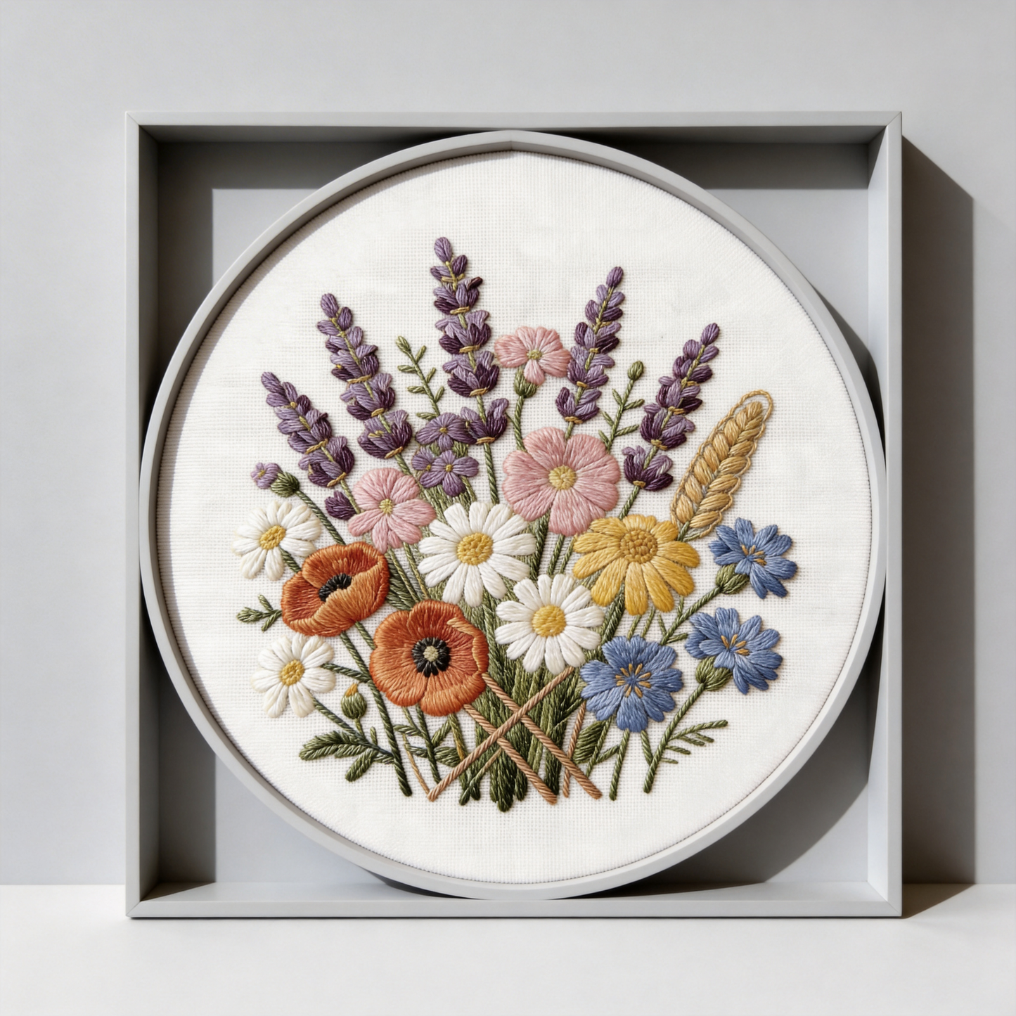 Wildflower Garden Embroidery Hoop - Hand-Stitched Botanical Art