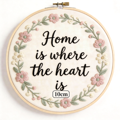 Farmhouse Quote Embroidery Hoop - Home is Where the Heart Is