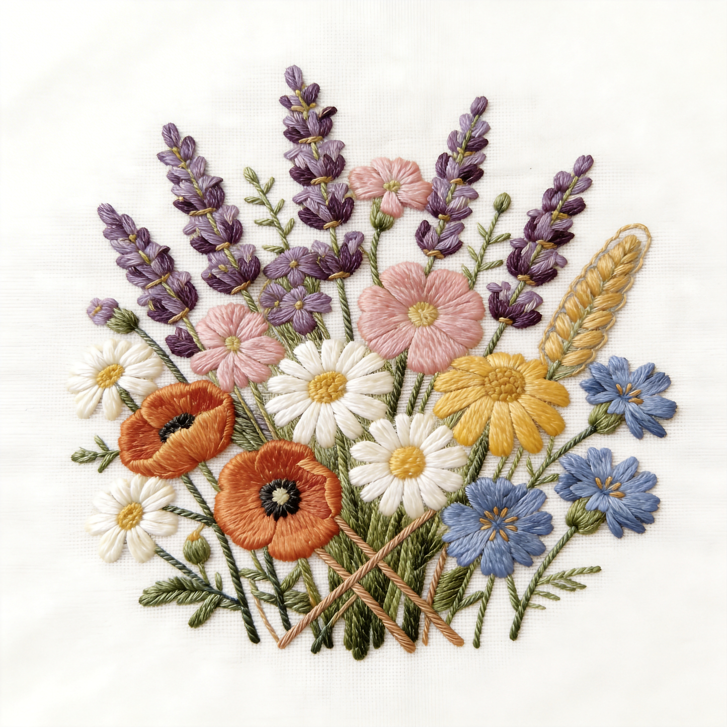 Wildflower Garden Embroidery Hoop - Hand-Stitched Botanical Art