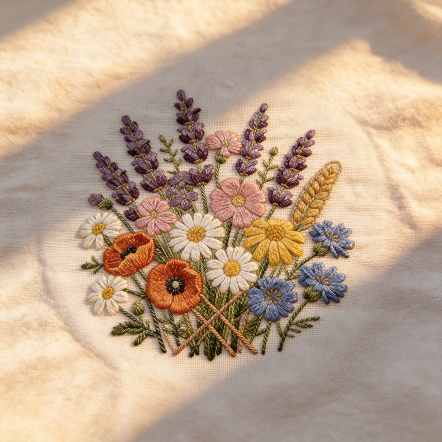 Wildflower Garden Embroidery Hoop - Hand-Stitched Botanical Art