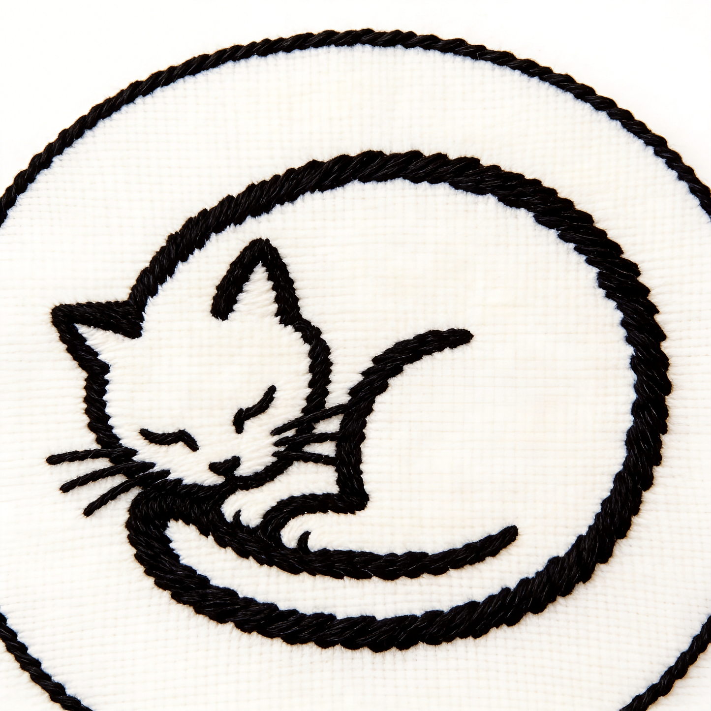 Black Cat Silhouette Embroidery Hoop - Cat Lover Gift with Yarn