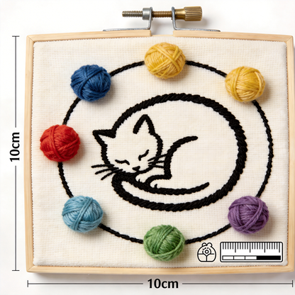 Black Cat Silhouette Embroidery Hoop - Cat Lover Gift with Yarn