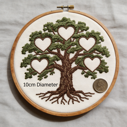 Family Tree Embroidery Hoop - Blank Hearts