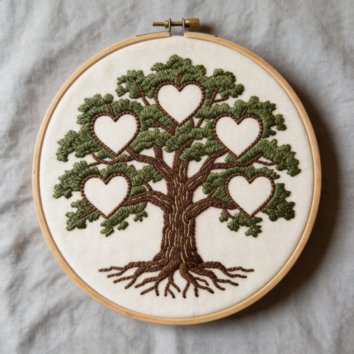 Family Tree Embroidery Hoop - Blank Hearts