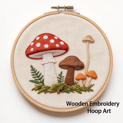 Mushroom Forest Embroidery Hoop - Fairy Tale Toadstool Art