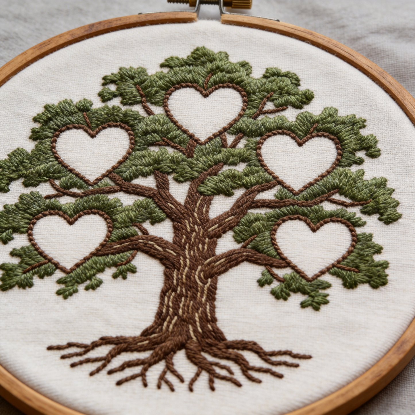 Family Tree Embroidery Hoop - Blank Hearts