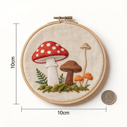 Mushroom Forest Embroidery Hoop - Fairy Tale Toadstool Art