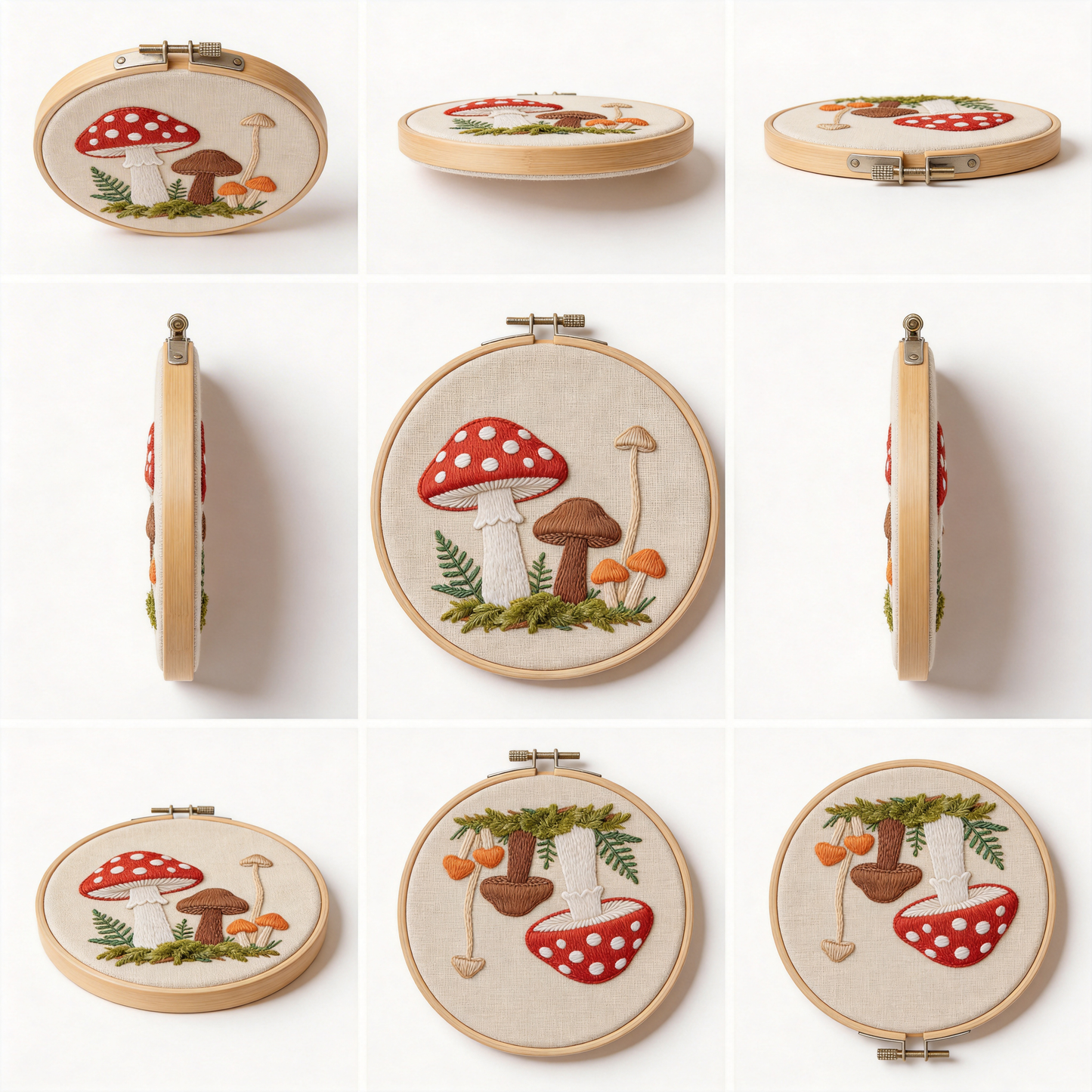 Mushroom Forest Embroidery Hoop - Fairy Tale Toadstool Art