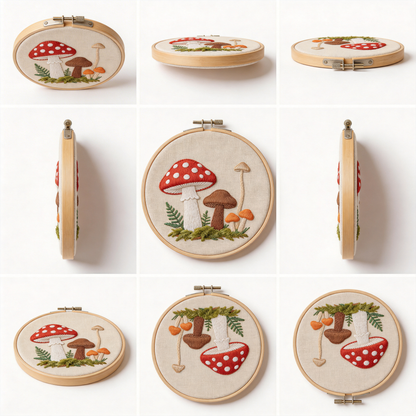 Mushroom Forest Embroidery Hoop - Fairy Tale Toadstool Art