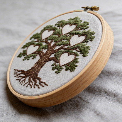Family Tree Embroidery Hoop - Blank Hearts
